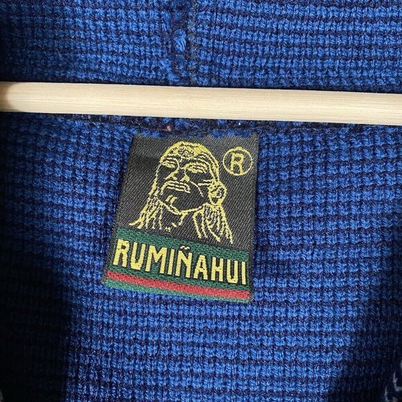 VTG Ruminahui Wool Hooded Sweater XL Full Zip American Flag USA Fuzzy Jacket - Picture 9 of 13